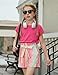 Arshiner Girls 2 Piece Outfits Elastic Waist Stripe Pants Adorable Pink Top & Short Sets Clothes Set for Kids Size 13-14