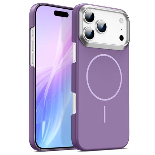 For IPhone 17/17 Air/17 Pro/17 Pro Max用マグネット式ケース、超薄型ハードPCシェル、耐衝撃、指紋防止仕上げ、ワイヤレス充電対応(Purple,17 Air)