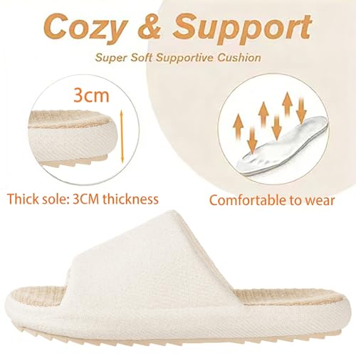 Chaussons en lin femmes Eagsouni pantoufles maison légères et confortables