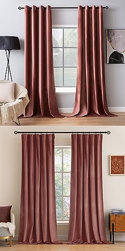 MIULEE Velvet Dusty Rose Room Darkening Curtains (2)