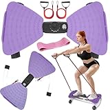 Flexella Waist Twisting Machine Fitness Tool with Digital Display, Ab Exercise Twister Board for Core Workout and Slim Waist, Noiseless & 264LBS Capacity Home Gym Equipment for Women Men (Purple)