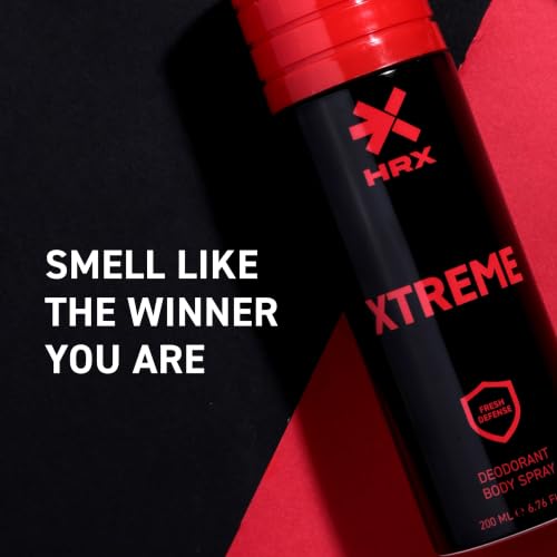 Image of HRX Xtreme Deodorant Body Spray - Warm, Spicy Men's Deodorant - Body Spray for Men with Cardamom, Leather, Oud Notes - 200 ml