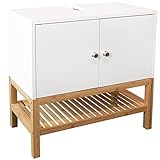 osoltus Unterschrank Waschbeckenunterschrank Osaka Bambus/weiß Badezimmer 60 x 60 x 33 cm