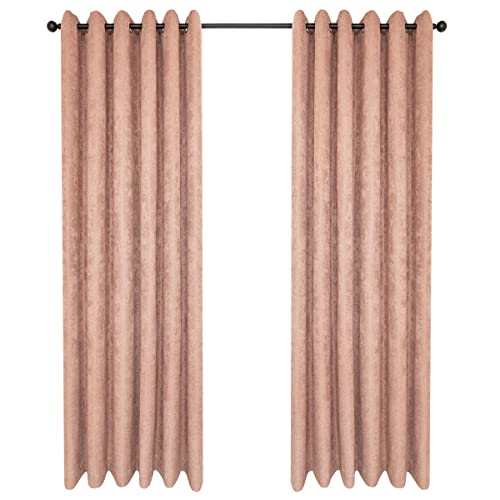 QINUO HOME Paire de rideaux occultants à œillets en faux lin - Isolation thermique et insonorisante - Pour chambre à coucher/salon - 168 x 228 cm - Champagne