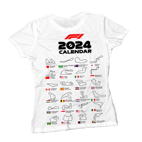 Camiseta de algodón con impresión de los circuitos de F1 de 2026 (FR/ES, Letras, XXL, Regular, Regular, Blanco)