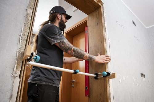 wolfcraft Türfutterstrebe Easy - Montagehilfe für alle gängigen Türblatt-Außenmaße 610-985 mm - Helfer beim Türensetzen - Made in Europe - 3675000
