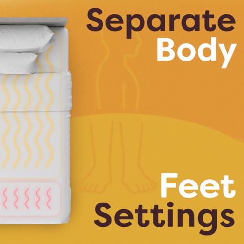 AIRSENZ Fully Fitted Comfort Fleece Double Electric Blanket With Dual Controls - Deep Elasticated Skirt - Fits like a Fitted Sheet - 9 Heat Settings - Unique Body and Feet Settings - 12 Hour Timer