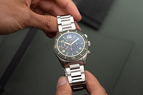Spinnaker Fleuss Chrono Men's Meca-Quartz Chronograph Watch with Green Dial and Solid Stainless Steel Bracelet - SP-5085-22