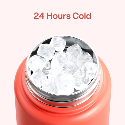 Image of ENCOOL Insulated Water Bottle with Straw Stainless Steel Water Bottle, Leak-Proof, BPA-Free, Double Wall Vacuum Keeps Cold for 24 Hours for Sports, Travel, School (32 oz, Tawny Orange)