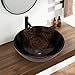 YIMAI Brown Glass Vessel Sink Round, 13.8