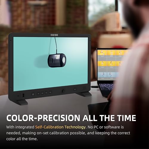 Image of osee Mega 15S 15inch 1500 Nits Higher Bright Pro HDR Field Production Monitor Camera Assist Monitor with Battery Plate C-Stand Cheese Plate and Portable Hooded Case