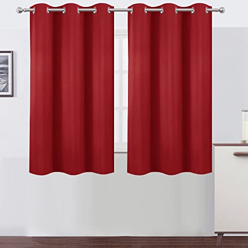 Image of LEMOMO Blackout Curtains 38 x 54 inch /Bright Red Curtains Set of 2 Panels /Thermal Insulated Room Darkening Bedroom Curtains