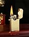 Classic Retro Copper Kerosene Lighter,Soft-Flame,Automatic Ignition, Refillable,Safety Lock, Engraving,Gift Box,Men's Gift,Collectible,Thorens Gen3-Single Claw Diamond Grid Gold