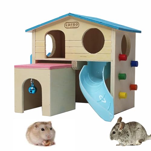 kathson-Hamster-House-Pets-Small-Animal-Hideout-with-Funny-Climbing-Ladder-Slide-Wooden-Hut-Play-Toys-Chews-for-Small-Animals-Like-Dwarf-Hamster-and-MouseBlue kathson Hamster House Pets Small Animal Hideout with Funny Climbing Ladder Slide Wooden Hut Play Toys Chews for Small Animals Like Dwarf Hamster and Mouse(Blue) - Image 1