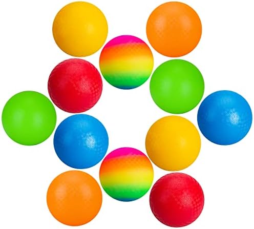 U&C Planet Playground Balls 8.5 Inch Kickball Dodgeball 12PCS Colorful Four Square Balls for Kids Adults Outdoor Indoor Ball Game with 1 Pump