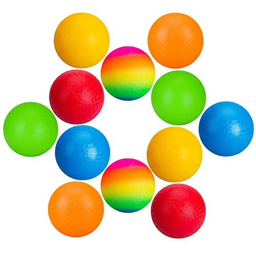 U&C Planet Playground Balls 8.5 Inch Kickball Dodgeball 12Pcs Colorful Four Square Balls For Kids Adults Outdoor Indoor Ball Game With 1 Pump #TOP13
