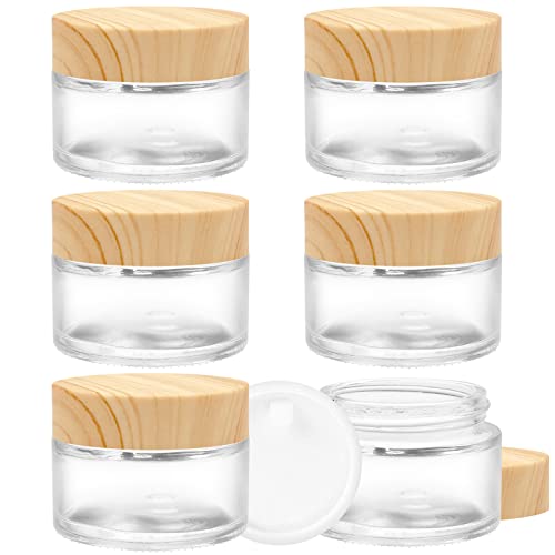 Inheeming Envases Cosméticos Vacíos, 6 Piezas Frascos de Crema Facial de Vidrio Transparente 30ml, Tarros de Viaje para la Cara