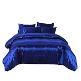 Glam Bedding - Satin Silk 3 PC Duvet Cover Set with Zipper Closure - Ultra Soft Premium - Comforter