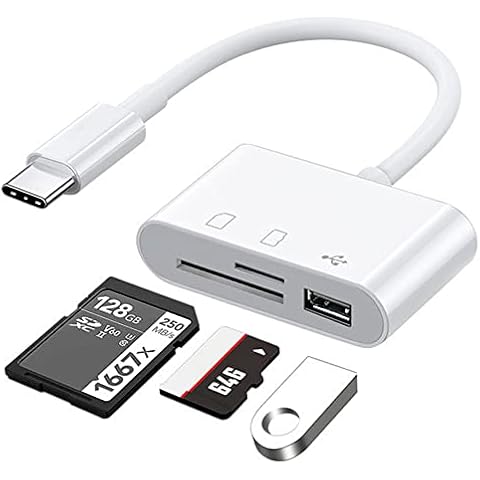 SD/Micro SD/USB3.0 Card Reader, USB-C to Micro SD SDXC SDHC USB3.0 OTG USB Memory Adapter TF Memory Type C for Galaxy, Huawei, Tablets, Laptop, MacBook Cover
