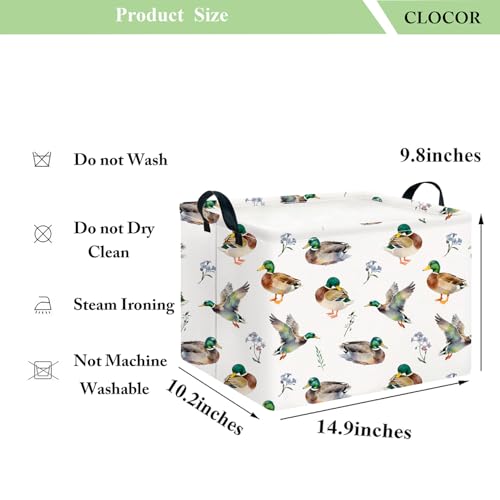 Image of CLOCOR Rectangular Storage Basket,Collapsible Storage Bin,Waterproof Books Box with Handles,Gift Basket(Mallard)