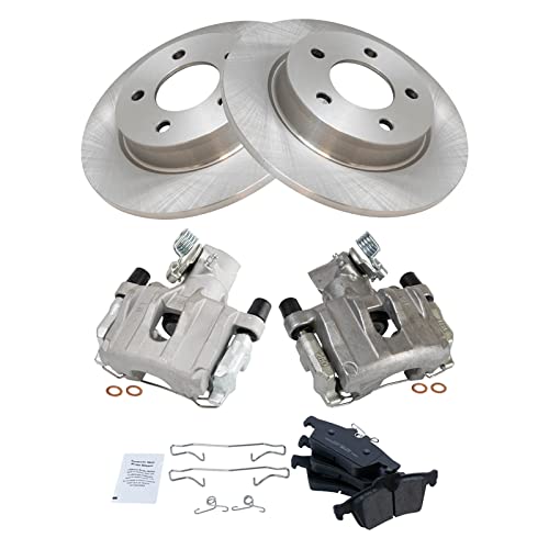 Image of TRQ Rear Brake Pad and Rotor Set Ceramic Solid Rotors Calipers | For 2006-2008 Mazda 3