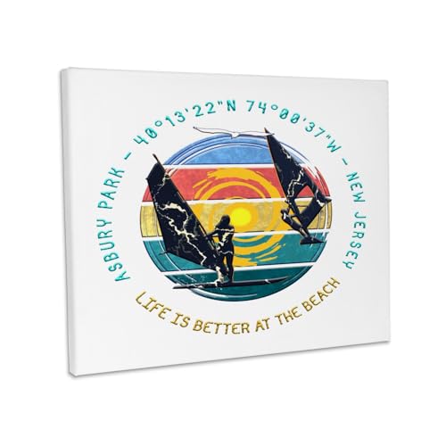 3dRose Asbury Park NJ Beach Museum Canvas Wrap 10x8