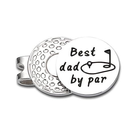 GGOJAGST Best Dad by Par Gifts from Daughter Golf Ball Markers with Hat Clips Value Sets for Men Women Golfer Removable Attaches Easily to Golf Cap Premium Gifts Silver for Dad from Kids Cover