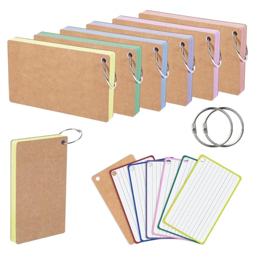 360 Blatt Karteikarten A6 Liniert mit 6 Farben Und 6 Metallringen, Papier Indexkarten 12,7x7,6 cm/5x3 inch Vokabelkarten Lernkarten für Schule, Vokabel Lernen, Uni Und Büro​