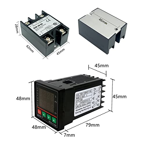 Digital Temperaturregler REX-C100, 0 ℃ ~ 1300 ℃ Alarm PID Temperaturregler Kits Digital Intelligente Thermostat Relais Ausgang mit K-Typ (RELAY)