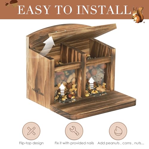 MIXXIDEA Large Squirrel Feeder House, Wooden Squirrel Feeders for Outside, Chipmunk Feeder Made of Thick Wood, No Assembly Required (Brown) by MIXXIDEA - Image 5