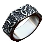 keigtuxh Anillo de nudo celta vikingo, acero de titanio, runa nórdica, grabado, unisex, regalo para hombres y mujeres, 12, acero de titanio