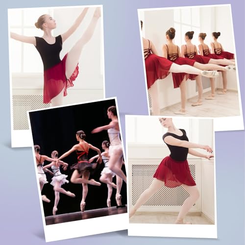 Damen Ballettrock Wickelrock Dunkelrot Chiffon Tanz Rock Verstellbare Taille Krawatten Gymnastik Ballettrock
