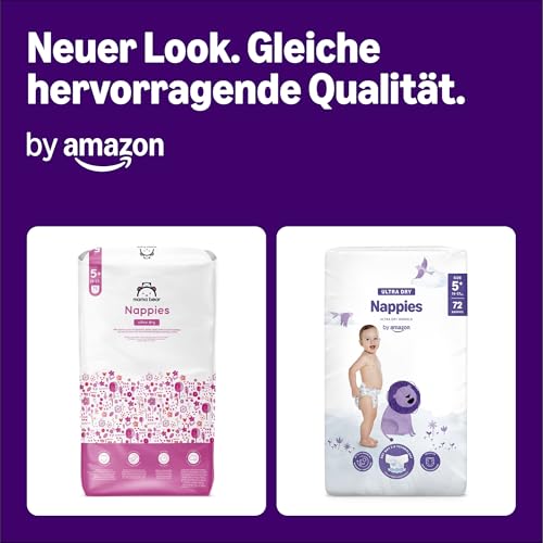 By Amazon Ultra Dry Windeln Größe 5+ (11-17 kg), Weiß, 72 Stück (1-er Pack) (Früher Unter Der Marke Mama Bear, Identisches Produkt)