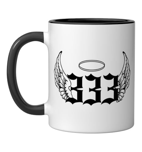 333 Angel Number Ceramic Mug Black/White