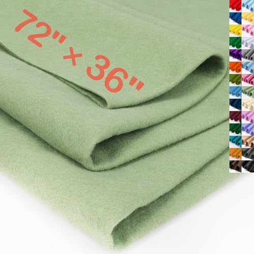 Image of XSEINO Sage Green Large Felt Fabric 72 inch X 36 inch(2 Square Yards), 1.4 mm Thick Soft Felt Fabric Sheet for Crafts, Green Series Colors Soft Nonwoven Fabric, Fit for Decoration, Sewing, DIY Crafts