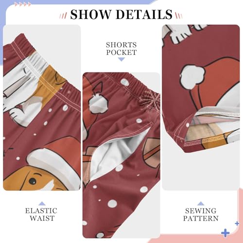 ZZXXB Christmas Beagle Snow Boys Long Pants Soft Trousers Elastic Waist Kids Lounge Bottoms with Pockets S-XL4