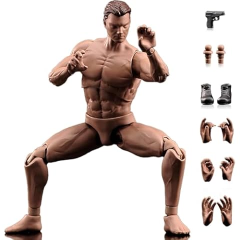 RoofWorld 1:12 Scale Male Action Figure AM116 Flexible Custom Muscle Male Figure Body 6inch PVC Miniature Figure Strong Dolls Cover