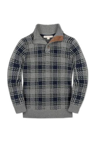 Image of Hope & Henry Boys' Mock Neck Cable Sweater with Button Placket