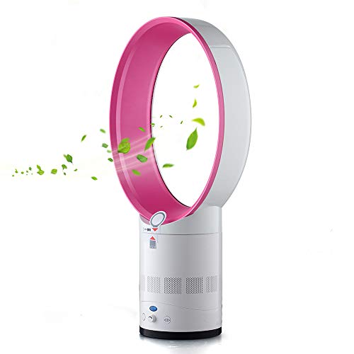 Bcamelys Cooling Fan, Leafless Silent Fan, Oscillating Tower Fan with Remote Control,Air Circulator with Sleep-Timer Funktion for Home, Office, Bedroom. (Pink)