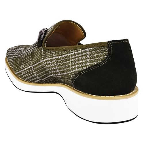 Image of LIBERTYZENO Mens Tuxedo Canvas Textile and Suede Leather Noble Loafers and Slip On Wedding Party Shoes for Easter Gift