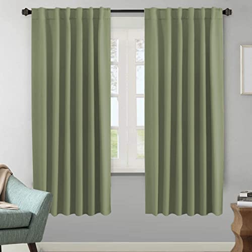 Image of H.VERSAILTEX Blackout Curtains for Living Room Thermal Insulated Window Treatment Panels Room Darkening Blackout Drapes Back Tab /Rod Pocket Bedroom Draperies, 52 x 72 Inch, Sage, 2 Panels