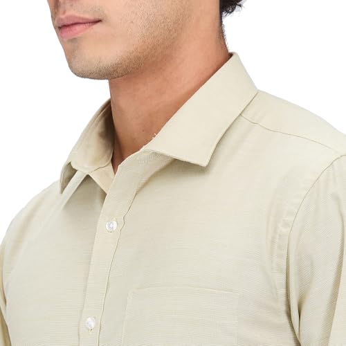 Image of Park Avenue Men's Slim Fit Structure Pattern Cotton Polyester Blend Semi Cutaway Collar Full Sleeve Formal Shirt