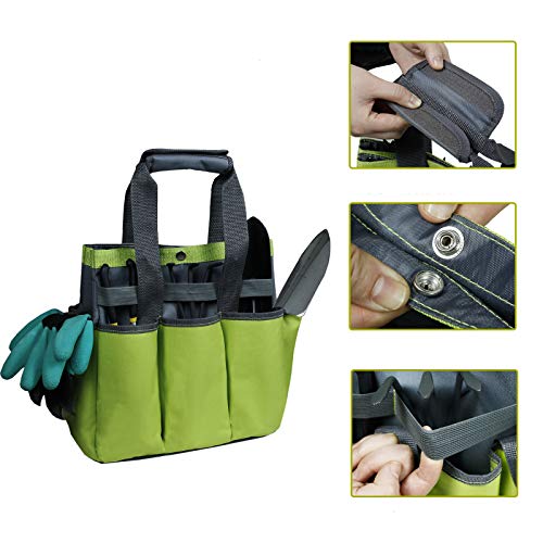 Garden Tool Bag, Heavy Duty Canvas Tool Storage Home Organizer Gardening Tool Kit Holder,Accessories Set Kit (Grass Green) - Thumbnail 4