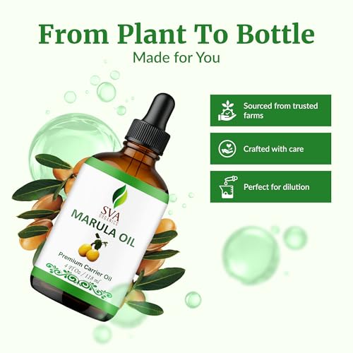 Image of SVA Organic Marula Seed Carrier Oil with Dropper, 4 Fl Oz (118 ml) | Marula Oil for Face Care, Facial Oil, Skin Care, Hair Care, Body Oil, Body Massage, Personal Care & DIY Beauty Blends