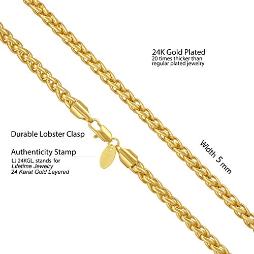 LIFETIME JEWELRY Weave Chain Necklace for Women and Men 24k Real Gold Plated4