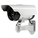 Knig SEC-DUMMYCAM35 - Cmara fictcia falsa para exteriores con carcasa para exterior y LEDs IR, color plateado