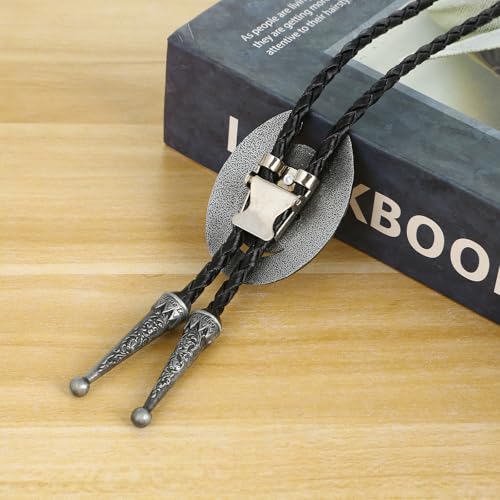 Image of HUABOLA CALYN Native American Bolo tie Rodeo Cowboy Leather Necktie Western Bolo ties for Men Women Necktie for Concert Fans