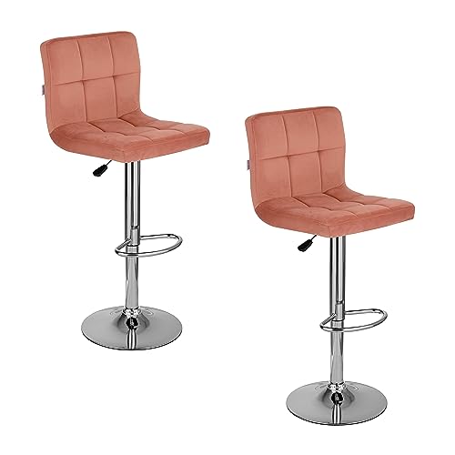 Baroni Home Juego de 2 Taburetes de Bar o Cocina de Tejido Acolchado, Ajustable y Giratorio De 360°, con Respaldo y...