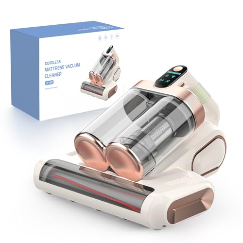 Mattress Vacuum Cleaner with 253.7nm UV-C Light 16Kpa Handheld Vacuum Cordless Bed Vacuum Cleaner HEPA Filter & Ultrasonic, Portable Vacuums for Bed Couch Sofa Crib Birthday Gifts for Her women mom