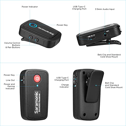 Saramonic Blink500 B2 Ultracompact 2.4GHz Dual-Channel Wireless Lavalier Microphone for Camera DSLR Android iOS Phone Video Microphone -Great for Interview Podcast Live Stream Vlog - Thumbnail 5